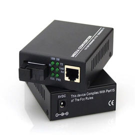 Siyah Ethernet Fiber Ortam Dönüştürücü 10/100 / 1000M Tek Fiber Tek Mod 20 km